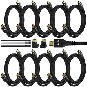 4K HDMI Cable 15 Feet (10 Pack), Ultra HD HDMI 2.0 Cable, Nylon Braided & Gold-Plated Connectors, 4K @ 60Hz, 2K,1080P, HDCP 2.2, ARC, Bulk HDMI Cables for Laptop, Monitors, HDTV, PS5, Xbox One & More 4K HDMI Cable 15 Feet (10 Pack), Ultra HD HDMI 2.0 Cable, Nylon Braided & Gold-Plated Connectors, 4K @ 60Hz, 2K,1080P, HDCP 2.2, ARC, Bulk HDMI Cables for Laptop, Monitors, HDTV, PS5, Xbox One & More