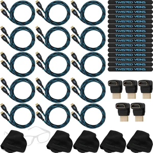Twisted Veins 15 Pack of 6FT 4K HDMI Cables Bulk HDMI Cable Multipack | HDMI to HDMI Cable Multi pack, HDMI Cord Multipack Features Premium Braided Jackets, Flex Neck Connectors, Plus Accessories Twisted Veins 15 Pack of 6FT 4K HDMI Cables Bulk HDMI Cable Multipack | HDMI to HDMI Cable Multi pack, HDMI Cord Multipack Features Premium Braided Jackets, Flex Neck Connectors, Plus Accessories
