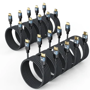 RyzzRooa 8K HDMI 2.1 Cable, 10FT, 10-Pack, 48Gbps Ultra High Speed | Braided Cord. 8K@60Hz, 4K@120Hz. Long Reach for Hhome Theater and Soundbar. HDCP 2.2/2.3, eARC, HDR10+, VRR, QMS, QFT RyzzRooa 8K HDMI 2.1 Cable, 10FT, 10-Pack, 48Gbps Ultra High Speed | Braided Cord. 8K@60Hz, 4K@120Hz. Long Reach for Hhome Theater and Soundbar. HDCP 2.2/2.3, eARC, HDR10+, VRR, QMS, QFT