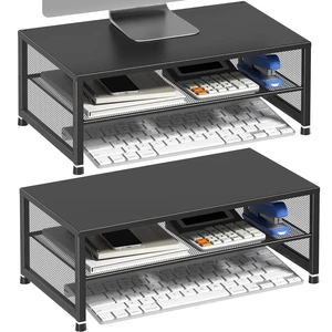 ECOLOVI 2-Tier Computer Monitor Stand Riser, Printer & Laptop Stand, Office Desk Accessories, Workspace Desk Organizer for Home Office Supplies, Black 2-Pack ECOLOVI 2-Tier Computer Monitor Stand Riser, Printer & Laptop Stand, Office Desk Accessories, Workspace Desk Organizer for Home Office Supplies, Black 2-Pack