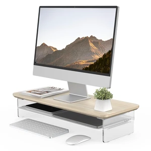 Fenge 23.6" Monitor Stand with Clear Acrylic Legs, Oak | Clear Acrylic, Storage Compartment, 2-tier Home Office Monitor Riser, Wide Large Desktop Shelf Fit Monitor/Laptop/Printer Fenge 23.6" Monitor Stand with Clear Acrylic Legs, Oak | Clear Acrylic, Storage Compartment, 2-tier Home Office Monitor Riser, Wide Large Desktop Shelf Fit Monitor/Laptop/Printer