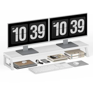 HOOBRO Dual Monitor Stand Riser, 39 Inch Large Computer Monitor Stand for 2 Monitors, Computer Monitor Riser, Desk Shelf Organizer for Office Desk, Accessories, White WW121CJ01 HOOBRO Dual Monitor Stand Riser, 39 Inch Large Computer Monitor Stand for 2 Monitors, Computer Monitor Riser, Desk Shelf Organizer for Office Desk, Accessories, White WW121CJ01