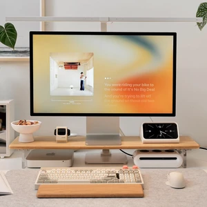 ROCDEER Bamboo Monitor Stand Riser, Natural Desk Shelf with Acrylic Legs | 31.5-Inch Wide, 3.3-Inch Clearance, Fits Monitor, Laptop, Printer and Speakers for Small Desks ROCDEER Bamboo Monitor Stand Riser, Natural Desk Shelf with Acrylic Legs | 31.5-Inch Wide, 3.3-Inch Clearance, Fits Monitor, Laptop, Printer and Speakers for Small Desks