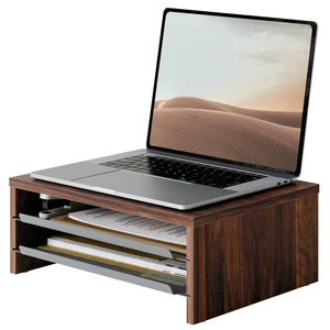 Fenge 14.3-Inch Monitor Stand with Slide-Out Trays, Wood & Metal Desk Shelf | 3-Tier Space-Saving Desk Storage Organizer, Fits Computer, Laptop, Printer and Telephone Fenge 14.3-Inch Monitor Stand with Slide-Out Trays, Wood & Metal Desk Shelf | 3-Tier Space-Saving Desk Storage Organizer, Fits Computer, Laptop, Printer and Telephone