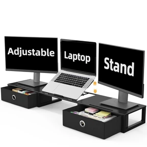 WESTREE Monitor Stand Riser with Adjustable Laptop Stand Riser, Steel Frame Dual Monitor Stand with Two Drawers for 2 Monitors, Desktop Oraganizer Stand for Computer,Laptop,Screen WESTREE Monitor Stand Riser with Adjustable Laptop Stand Riser, Steel Frame Dual Monitor Stand with Two Drawers for 2 Monitors, Desktop Oraganizer Stand for Computer,Laptop,Screen