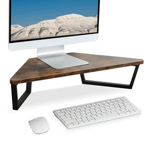 TEAMIX 26 inch Corner Monitor Stand Riser with Keyboard Storage, Espresso | Triangle Monitor Stand, Wood & Metal Computer Stand, Laptop Riser, Desktop Organizer, for L Shaped Desk TEAMIX 26 inch Corner Monitor Stand Riser with Keyboard Storage, Espresso | Triangle Monitor Stand, Wood & Metal Computer Stand, Laptop Riser, Desktop Organizer, for L Shaped Desk