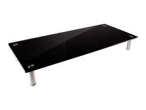 Multimedia Desktop Stand, Black Glass (27.6" x 12.2" x 3") - Stand & Riser, Laptop Stand, Desktop TV Stand, Dual Monitors w/ Height Adjustable Legs - Workstream Collection (116360), 25.6" x 11.0" Multimedia Desktop Stand, Black Glass (27.6" x 12.2" x 3") - Stand & Riser, Laptop Stand, Desktop TV Stand, Dual Monitors w/ Height Adjustable Legs - Workstream Collection (116360), 25.6" x 11.0"