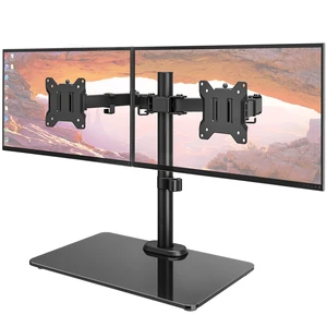 monTEK Freestanding Dual Monitor Stand for 17-32", 22 lbs Each, Glass Base | Dual-screen full-motion arm, heavy-duty glass base, height adjustment, tilt, swivel, rotation and VESA 75/100 monTEK Freestanding Dual Monitor Stand for 17-32", 22 lbs Each, Glass Base | Dual-screen full-motion arm, heavy-duty glass base, height adjustment, tilt, swivel, rotation and VESA 75/100