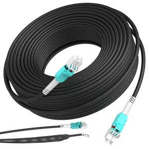 30M/98FT OM3/OM4 LC to LC Outdoor Armored Fiber Optic Patch Cable, Multimode Duplex 50/125m, 10Gb/40Gb/100Gb, Industrial TPU Jacket, Direct Burial, Uniboot, MMF, OD 5mm, Pulling Eye Kit Installed 30M/98FT OM3/OM4 LC to LC Outdoor Armored Fiber Optic Patch Cable, Multimode Duplex 50/125m, 10Gb/40Gb/100Gb, Industrial TPU Jacket, Direct Burial, Uniboot, MMF, OD 5mm, Pulling Eye Kit Installed