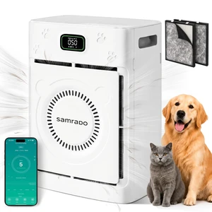 Samrado Pet Hair Air Purifier for Home Large Room, H13 HEPA, PM2.5, 25dB | Washable dual-sided pre-filter catches pet hair & dander; PM2.5 sensor & AQI display; WiFi app; child lock Samrado Pet Hair Air Purifier for Home Large Room, H13 HEPA, PM2.5, 25dB | Washable dual-sided pre-filter catches pet hair & dander; PM2.5 sensor & AQI display; WiFi app; child lock