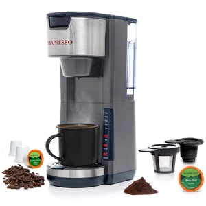 Mixpresso Gray Single Serve Coffee Brewer K-Cup Pods Compatible & Ground | 30 oz Compact Coffee Maker Single Serve With 5 Brew Sizes Up To 14 Oz, Fits Travel Mug, Adjustable Drip Tray Mixpresso Gray Single Serve Coffee Brewer K-Cup Pods Compatible & Ground | 30 oz Compact Coffee Maker Single Serve With 5 Brew Sizes Up To 14 Oz, Fits Travel Mug, Adjustable Drip Tray
