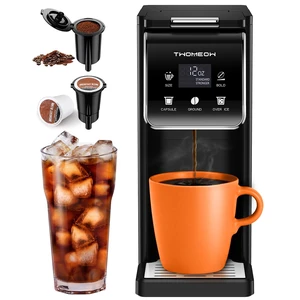 Coffee Maker Hot & Iced With Bold Setting,Single Serve Coffee Maker For K Cup And Grounds,52 Oz Removable Water Tank,6-14 Oz Brew Sizes,One Cup Kcup Coffee Machine With Reusable Filter,(Black) Coffee Maker Hot & Iced With Bold Setting,Single Serve Coffee Maker For K Cup And Grounds,52 Oz Removable Water Tank,6-14 Oz Brew Sizes,One Cup Kcup Coffee Machine With Reusable Filter,(Black)