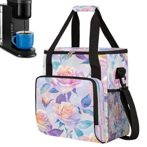 CFERSAN Pink Roses Coffee Maker Carring Bag Travel Carrying Storage Tote Bag Compatible with Keurig K-Mini or K-Mini Plus Portable Single Serve Coffee Brewer Case with Pockets for K-cup Pods CFERSAN Pink Roses Coffee Maker Carring Bag Travel Carrying Storage Tote Bag Compatible with Keurig K-Mini or K-Mini Plus Portable Single Serve Coffee Brewer Case with Pockets for K-cup Pods