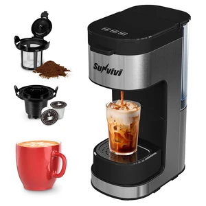 SUNVIVIPRO 3-in-1 Single Serve Coffee Machine Brewer for K Pod Pods, Ground Coffee, and Teas, Iced Coffee Maker with Removable Water Reservoir 6 to 14oz, 2 Cup Trays, Self-Cleaning Function - Black SUNVIVIPRO 3-in-1 Single Serve Coffee Machine Brewer for K Pod Pods, Ground Coffee, and Teas, Iced Coffee Maker with Removable Water Reservoir 6 to 14oz, 2 Cup Trays, Self-Cleaning Function - Black