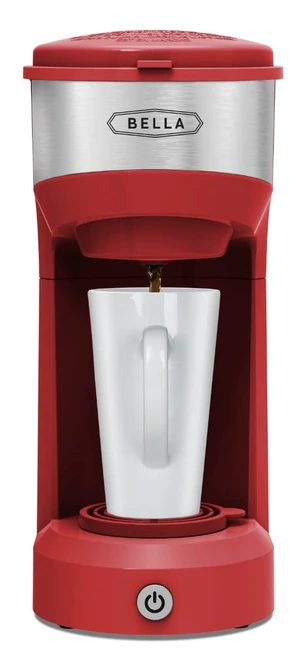 BELLA Dual Brew Single Serve Coffee Maker, Brews both Kcup and Ground Coffee, Large 14oz Capacity, Easy One Touch, Auto Shutoff, Red BELLA Dual Brew Single Serve Coffee Maker, Brews both Kcup and Ground Coffee, Large 14oz Capacity, Easy One Touch, Auto Shutoff, Red
