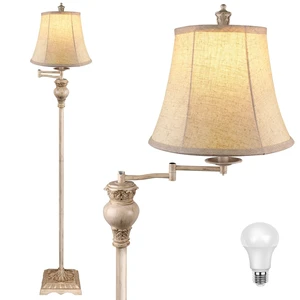 PARTPHONER Vintage Floor Lamps for Living Room,Traditional 350° Adjustable Swing Arm Farmhouse Floor Lamp for Bedroom, Rustic Standing Lamp Pole Lamps for Reading, Home Décor and Office, White PARTPHONER Vintage Floor Lamps for Living Room,Traditional 350° Adjustable Swing Arm Farmhouse Floor Lamp for Bedroom, Rustic Standing Lamp Pole Lamps for Reading, Home Décor and Office, White