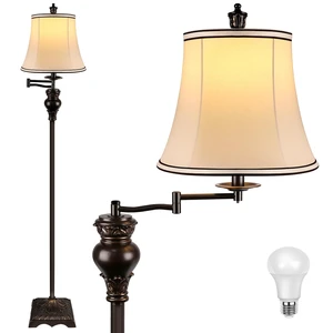 PARTPHONER Vintage Floor Lamps for Living Room,Traditional 350° Adjustable Swing Arm Farmhouse Floor Lamp for Bedroom, Rustic Standing Lamp Pole Lamps for Reading, Home Décor and Office, Brown PARTPHONER Vintage Floor Lamps for Living Room,Traditional 350° Adjustable Swing Arm Farmhouse Floor Lamp for Bedroom, Rustic Standing Lamp Pole Lamps for Reading, Home Décor and Office, Brown