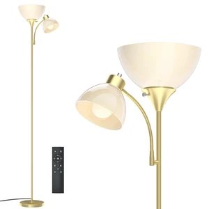 GERGO Torchiere Floor Lamp with Remote Control and Adjustable Reading Light | 2 LED Bulbs Included, 2100LM Brightness, Stepless Dimming & 3000K-6000K Adjustable CCT for Living Room, Bedroom, Office GERGO Torchiere Floor Lamp with Remote Control and Adjustable Reading Light | 2 LED Bulbs Included, 2100LM Brightness, Stepless Dimming & 3000K-6000K Adjustable CCT for Living Room, Bedroom, Office