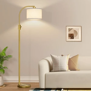Nintiue Upgraded Modern Arc Dimmable Tall Standing Floor Lamp with Linen Shade, 1200 Lumens LED Bulb Included, for Living & Reading Room, Bedroom, Office & Nursery, Brass Nintiue Upgraded Modern Arc Dimmable Tall Standing Floor Lamp with Linen Shade, 1200 Lumens LED Bulb Included, for Living & Reading Room, Bedroom, Office & Nursery, Brass