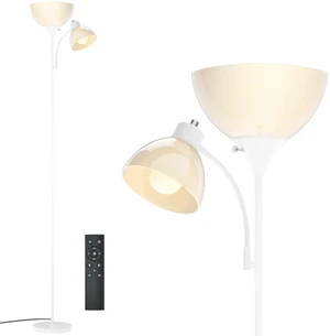 GERGO Torchiere Floor Lamp with Remote Control and Adjustable Reading Light | 2 LED Bulbs Included, 2100LM Brightness, Stepless Dimming & 3000K-6000K Adjustable CCT for Living Room, Bedroom, Office GERGO Torchiere Floor Lamp with Remote Control and Adjustable Reading Light | 2 LED Bulbs Included, 2100LM Brightness, Stepless Dimming & 3000K-6000K Adjustable CCT for Living Room, Bedroom, Office