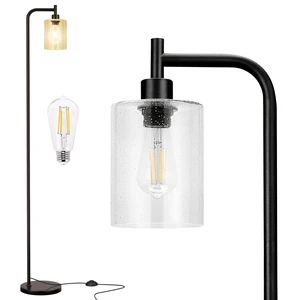 Ziisee Floor Lamps for Living Room - Standing Lamp with Seeded Glass Shade, Modern Floor Lamp with LED Bulbs, Industrial Floor Lamp for Bedroom, Black Tall Lamp for Office(Light Bulb Included) Ziisee Floor Lamps for Living Room - Standing Lamp with Seeded Glass Shade, Modern Floor Lamp with LED Bulbs, Industrial Floor Lamp for Bedroom, Black Tall Lamp for Office(Light Bulb Included)