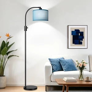 Nintiue Dimmable Black Floor Lamp, 1200 Lumens LED Edison Bulb Included, Arc Gold Floor Lamps for Living Room Modern Standing Lamp with Sky Blue Shade Nintiue Dimmable Black Floor Lamp, 1200 Lumens LED Edison Bulb Included, Arc Gold Floor Lamps for Living Room Modern Standing Lamp with Sky Blue Shade