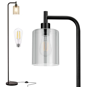 Ziisee Floor Lamps for Living Room - Standing Lamp with Grey Glass Shade, Modern Floor Lamp with LED Bulbs, Industrial Floor Lamp for Bedroom, Black Tall Lamp for Office(Light Bulb Included) Ziisee Floor Lamps for Living Room - Standing Lamp with Grey Glass Shade, Modern Floor Lamp with LED Bulbs, Industrial Floor Lamp for Bedroom, Black Tall Lamp for Office(Light Bulb Included)