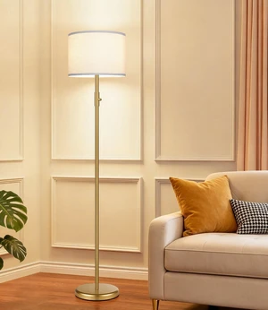 Yemela Upgraded Dimmable Gold Floor Lamps for Living Room, 9W LED Bulb Included, Modern Standing Lamp with White Lamp Shade, Tall Pole Light for Bedroom Reading Office Corner Nursery Yemela Upgraded Dimmable Gold Floor Lamps for Living Room, 9W LED Bulb Included, Modern Standing Lamp with White Lamp Shade, Tall Pole Light for Bedroom Reading Office Corner Nursery