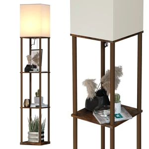 SUNMORY Floor Lamp with Shelves, Standing Lamps for Living Room, Brown | 3 CCT LED Bulb Include, 4-Tier Display Bookshelf, 63" Tall Corner Shelf Lamp, Modern Style for Bedroom, Office, Home Decor SUNMORY Floor Lamp with Shelves, Standing Lamps for Living Room, Brown | 3 CCT LED Bulb Include, 4-Tier Display Bookshelf, 63" Tall Corner Shelf Lamp, Modern Style for Bedroom, Office, Home Decor