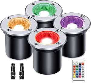 ALEDECO 4 Pack 3w 12v Low Voltage In-ground Lights LED Landscape Light Waterproof IP67 Pathway Lights Outdoor spotlights Trees Flags for Garden,Yard,Tree (RGB) ALEDECO 4 Pack 3w 12v Low Voltage In-ground Lights LED Landscape Light Waterproof IP67 Pathway Lights Outdoor spotlights Trees Flags for Garden,Yard,Tree (RGB)