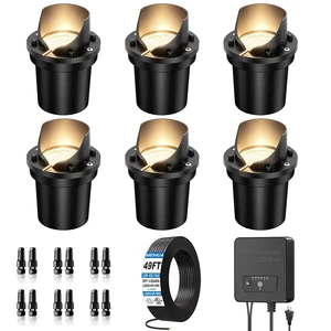MEIHUA Low Voltage Landscape Lighting LED Well Lights, 12W In-Ground Lights | IP67 Waterproof Outdoor Landscape Lights with Transformer 49FT Wire and Connectors, 2700K for Pathway Garden Yard, 6 Pack MEIHUA Low Voltage Landscape Lighting LED Well Lights, 12W In-Ground Lights | IP67 Waterproof Outdoor Landscape Lights with Transformer 49FT Wire and Connectors, 2700K for Pathway Garden Yard, 6 Pack