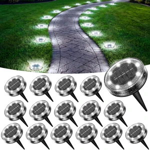 Solar Ground Lights Outdoor Anti-Rust Disk Lights, 16pack Cold White | IP68 Waterproof, 8 LED Flat Solar Lights Auto ON/OFF Solar Garden Lights for Walkway Driveway Yard Pathway Landscape Lighting Solar Ground Lights Outdoor Anti-Rust Disk Lights, 16pack Cold White | IP68 Waterproof, 8 LED Flat Solar Lights Auto ON/OFF Solar Garden Lights for Walkway Driveway Yard Pathway Landscape Lighting