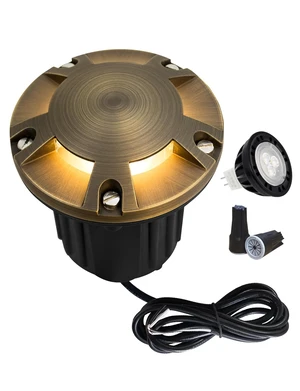 MALORY Low Voltage Landscape Well Lights,126 mm Brass Top Cover 1Pack | 12V Outdoor In Ground Lights,Waterproof,Five-Direction Turret Top,7W MR16 Bulb,for Landscaping,Pathway, Driveway,Garden MALORY Low Voltage Landscape Well Lights,126 mm Brass Top Cover 1Pack | 12V Outdoor In Ground Lights,Waterproof,Five-Direction Turret Top,7W MR16 Bulb,for Landscaping,Pathway, Driveway,Garden