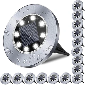 4.6 Inch Diameter Solar Ground Lights, Waterproof Solar Garden Lights, Outdoor Garden Waterproof Bright in-Ground Light, Landscape Lighting for Pathway,Yard,Lawn,Patio,Walkway (16 Pack White Light) 4.6 Inch Diameter Solar Ground Lights, Waterproof Solar Garden Lights, Outdoor Garden Waterproof Bright in-Ground Light, Landscape Lighting for Pathway,Yard,Lawn,Patio,Walkway (16 Pack White Light)