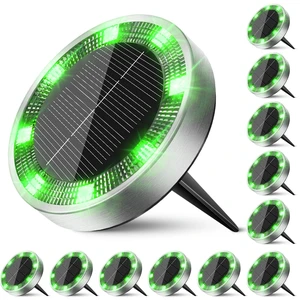 Peasur Solar Ground Lights Outdoor, 12 Pack Flat Solar Powered Disc Lights, IP68 Waterproof, Anti-Rust, Landscape Lighting for Pathway Garden Yard Lawn Walkway Landscape Driveway, Green Peasur Solar Ground Lights Outdoor, 12 Pack Flat Solar Powered Disc Lights, IP68 Waterproof, Anti-Rust, Landscape Lighting for Pathway Garden Yard Lawn Walkway Landscape Driveway, Green