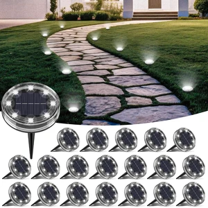 LOTMOS 20 Pack Solar Ground Lights, Solar Lights Outdoor Waterproof IP68 | 8 LED Flat Solar Disc Light, Puck Lights Solar Powered for Garden Yard Driveway Walkway Landscape Lawn Path Patio, Cool White LOTMOS 20 Pack Solar Ground Lights, Solar Lights Outdoor Waterproof IP68 | 8 LED Flat Solar Disc Light, Puck Lights Solar Powered for Garden Yard Driveway Walkway Landscape Lawn Path Patio, Cool White