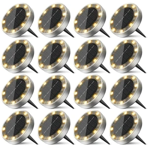 inkgear 16 Pack Solar Lights Outdoor Waterproof, 8 LED Solar Ground Lights | Flat Solar Disc Light Landscape Lighting for Pathway Garden Yard Walkway Driveway Lawn, Warm White inkgear 16 Pack Solar Lights Outdoor Waterproof, 8 LED Solar Ground Lights | Flat Solar Disc Light Landscape Lighting for Pathway Garden Yard Walkway Driveway Lawn, Warm White