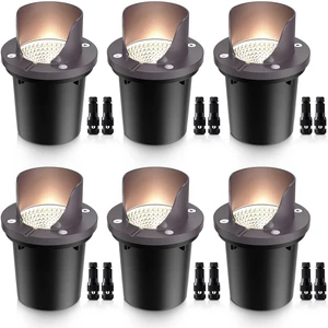 SUNVIE 6-Pack 12W 3000K LED Low Voltage Landscape Well Lights, Shield Top | 12-24V AC/DC, Waterproof, Anti-Glare, Die-Cast Aluminum In-Ground Lights for Pathway Garden Yard, Connectors Included SUNVIE 6-Pack 12W 3000K LED Low Voltage Landscape Well Lights, Shield Top | 12-24V AC/DC, Waterproof, Anti-Glare, Die-Cast Aluminum In-Ground Lights for Pathway Garden Yard, Connectors Included