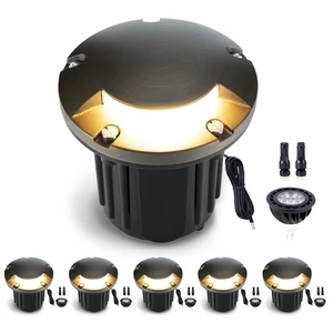 Gardenreet Outdoor Well Lights Low Voltage - Solid Brass 12V All Weather Ip65 Inground Lighting, LED Fixture, Antique Bronze for House Garden Path with 4000K Neutral White MR16 Bulb Gardenreet Outdoor Well Lights Low Voltage - Solid Brass 12V All Weather Ip65 Inground Lighting, LED Fixture, Antique Bronze for House Garden Path with 4000K Neutral White MR16 Bulb