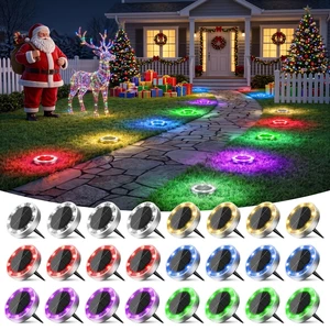 Peasur Solar Ground Lights Outdoor, 24 Pack Flat Solar Powered Disc Lights, IP68 Waterproof, Anti-Rust, Landscape Lighting for Pathway Garden Yard Lawn Walkway Landscape Driveway, 6 Colors Peasur Solar Ground Lights Outdoor, 24 Pack Flat Solar Powered Disc Lights, IP68 Waterproof, Anti-Rust, Landscape Lighting for Pathway Garden Yard Lawn Walkway Landscape Driveway, 6 Colors