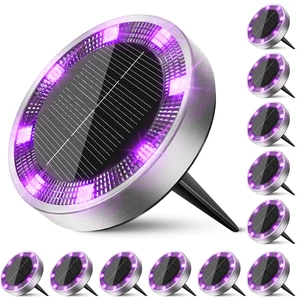 Peasur Solar Ground Lights Outdoor, 12 Pack Flat Solar Powered Disc Lights, IP68 Waterproof, Anti-Rust, Landscape Lighting for Pathway Garden Yard Lawn Walkway Landscape Driveway, Purple Peasur Solar Ground Lights Outdoor, 12 Pack Flat Solar Powered Disc Lights, IP68 Waterproof, Anti-Rust, Landscape Lighting for Pathway Garden Yard Lawn Walkway Landscape Driveway, Purple