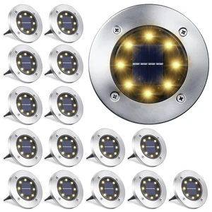 LYHOPE Solar Ground Light Outdoor, 16 Pack 8 LED Solar Disk Lights Waterproof Garden In-ground Pathway Lights Landscape Lighting for Lawn,Yard,Deck,Patio,Walkway (Warm White) LYHOPE Solar Ground Light Outdoor, 16 Pack 8 LED Solar Disk Lights Waterproof Garden In-ground Pathway Lights Landscape Lighting for Lawn,Yard,Deck,Patio,Walkway (Warm White)