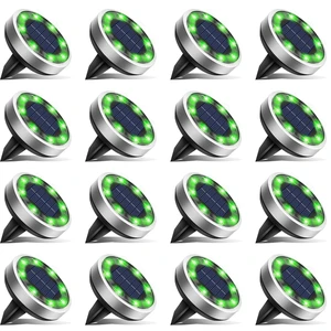 btfarm 16 Pack Solar Lights Outdoor Waterproof, 8 LED Solar Ground Lights | Stainless Steel, Easy-to-Install Flat Solar Disc Lights, Pathway Lights for Garden Lawn Patio Yard Path Landscape, Green btfarm 16 Pack Solar Lights Outdoor Waterproof, 8 LED Solar Ground Lights | Stainless Steel, Easy-to-Install Flat Solar Disc Lights, Pathway Lights for Garden Lawn Patio Yard Path Landscape, Green