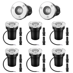 Retisee 6 Pcs 1W LED Well Lights Low Voltage Landscape Lighting with 16 Connectors, 12-24V Outdoor Inground Lights IP67 Waterproof Warm White for Sidewalk Paver Garden Step Lawn Retisee 6 Pcs 1W LED Well Lights Low Voltage Landscape Lighting with 16 Connectors, 12-24V Outdoor Inground Lights IP67 Waterproof Warm White for Sidewalk Paver Garden Step Lawn