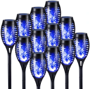 Toodour Solar Torch Flame Lights, 12 Pack Solar Halloween Lights Outdoor | with Flickering Flame, Waterproof Patio Light Landscape Decoration Lighting for Garden Yard Outdoor Halloween Decor - Blue Toodour Solar Torch Flame Lights, 12 Pack Solar Halloween Lights Outdoor | with Flickering Flame, Waterproof Patio Light Landscape Decoration Lighting for Garden Yard Outdoor Halloween Decor - Blue