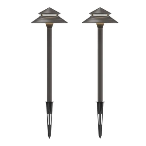 GOODSMANN Pathway Lights 3W LED 2PK Outdoor Low Voltage Landscape Lighting 180 Lumen Hardwired 2 Tier Pagoda Path Lights 3000K Warm White Metal 12V Electric Sidewalk Walkway Light with Connectors GOODSMANN Pathway Lights 3W LED 2PK Outdoor Low Voltage Landscape Lighting 180 Lumen Hardwired 2 Tier Pagoda Path Lights 3000K Warm White Metal 12V Electric Sidewalk Walkway Light with Connectors
