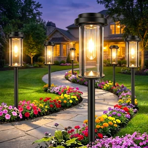 DERAYSION 12 Pack Solar Lights Outdoor, 21" Solar Pathway Lights Auto On/Off Waterproof Garden Lights for Path, Yard, Walkway, Driveway Decor, Warm White DERAYSION 12 Pack Solar Lights Outdoor, 21" Solar Pathway Lights Auto On/Off Waterproof Garden Lights for Path, Yard, Walkway, Driveway Decor, Warm White