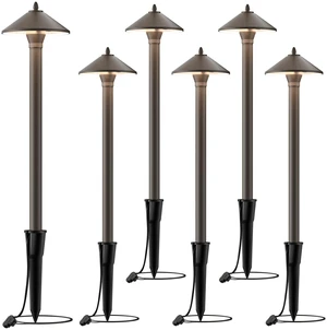 GOLDEN STAR 12V Mushroom Path Lights Low Voltage 25LM 10W G4 Bulb 6 Pack | Pro-Style 2700K Warm White Halogen Pathway Lights With Brown Aluminum Hat Stakes Connectors For Walkways Gardens Yards Path GOLDEN STAR 12V Mushroom Path Lights Low Voltage 25LM 10W G4 Bulb 6 Pack | Pro-Style 2700K Warm White Halogen Pathway Lights With Brown Aluminum Hat Stakes Connectors For Walkways Gardens Yards Path