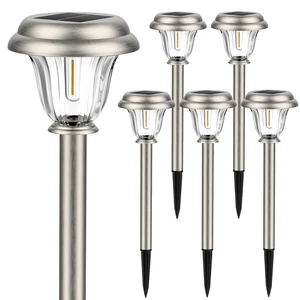 Solar Lights Outdoor Waterproof Stainless Steel Glass Solar Pathway Lights | Brushed Stainless Steel Garden Lights Dusk to Dawn Long-Lasting Outdoor Solar Lights for Yard Garden Path Driveway Walkway Solar Lights Outdoor Waterproof Stainless Steel Glass Solar Pathway Lights | Brushed Stainless Steel Garden Lights Dusk to Dawn Long-Lasting Outdoor Solar Lights for Yard Garden Path Driveway Walkway