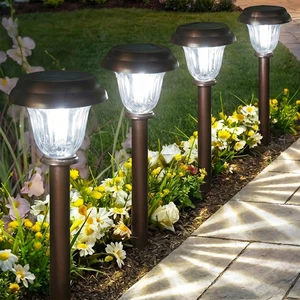 DERAYSION Solar Lights Outdoor, 6 Pack Brushed Stainless Steel Glass Solar Pathway Lights, Auto On/Off Long-Lasting Outdoor Solar Lights for Garden, Landscape, Path, Yard, 6000K Cold White DERAYSION Solar Lights Outdoor, 6 Pack Brushed Stainless Steel Glass Solar Pathway Lights, Auto On/Off Long-Lasting Outdoor Solar Lights for Garden, Landscape, Path, Yard, 6000K Cold White